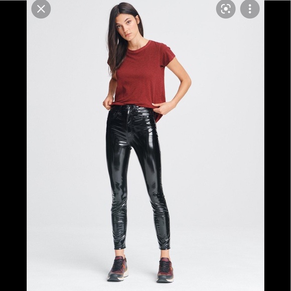 NWT rag & bone Super High Waist Skinny Vinyl Pants - Picture 12 of 16